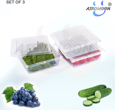 AIROMOON Plastic Fridge Container  - 2600 ml(Pack of 3, White)