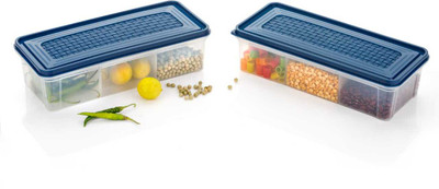 yornext Plastic Fridge Container  - 2000 ml(Pack of 2, Blue)