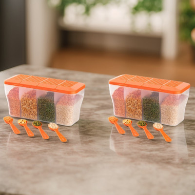 hitu Plastic Utility Container  - 1800 ml(Pack of 2, Orange)
