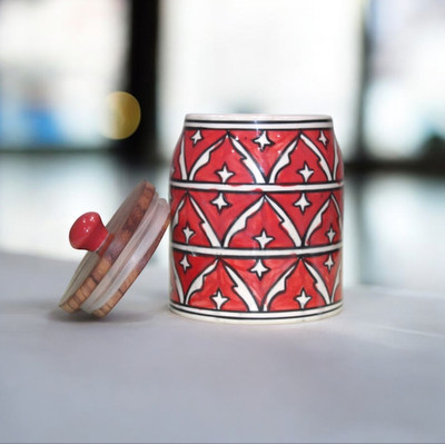 commonswift Ceramic Pickle Jar  - 500 ml(Red)