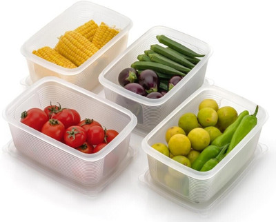 Metrolife Plastic Fridge Container  - 1850 ml(Pack of 4, Clear)
