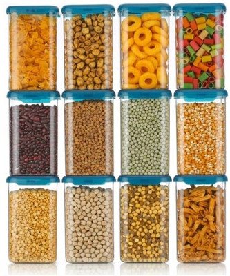 SARAZA Plastic Grocery Container  - 1200 ml(Pack of 12, Blue)