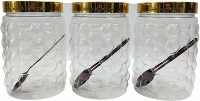 FLEXO Plastic Utility Container  - 1500 ml(Pack of 3, Transparent, Gold)