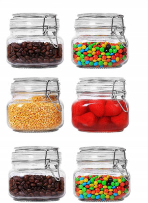 Sophronal Glass Utility Container  - 500 ml(Pack of 6, Clear)