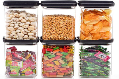 lavtoz Plastic Grocery Container  - 1100 ml(Pack of 6, Transparent)