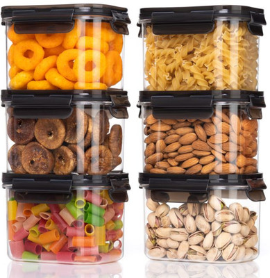 IMAGO Plastic Grocery Container  - 700 ml(Pack of 6, Black)