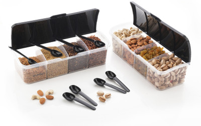 Somnath India Plastic Fridge Container  - 1750 ml(Pack of 2, Black)