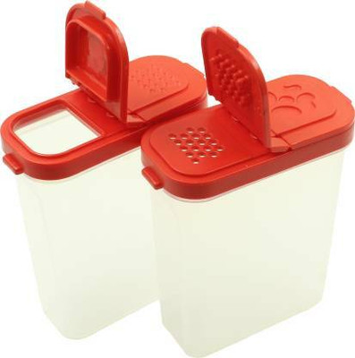 TPTC Plastic Grocery Container  - 300 ml(Pack of 2, White, Red)