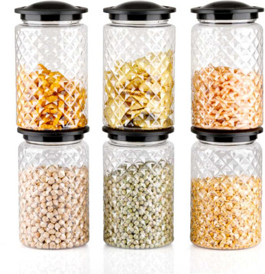 Antara Plastic Grocery Container  - 1100 ml(Pack of 6, White)