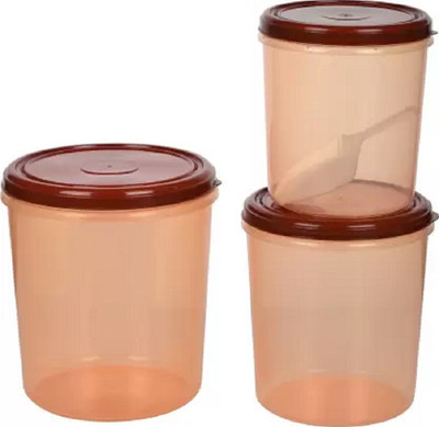 AK HUB Plastic Grocery Container  - 7 L, 10.5 L, 14 L(Pack of 3, Brown)