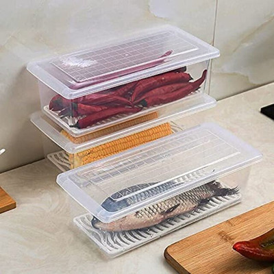Zubix Plastic Fridge Container  - 1500 ml(Pack of 3, White)