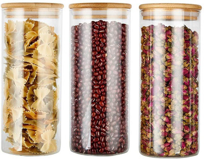 GOOD TO GREAT CREATION Glass Grocery Container  - 1500 ml(Pack of 3, Clear)