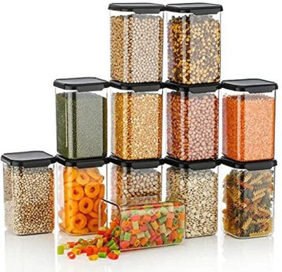 SKYLIFE Plastic Grocery Container  - 1500 ml(Pack of 12, Black)