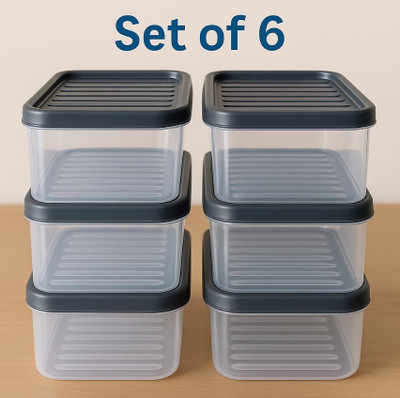 CookMitra Plastic Fridge Container  - 1200 ml(Pack of 6, Grey)
