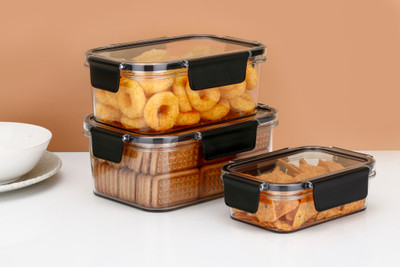 Kitchen House Plastic Utility Container  - 1200 ml(Pack of 3, Transparent)