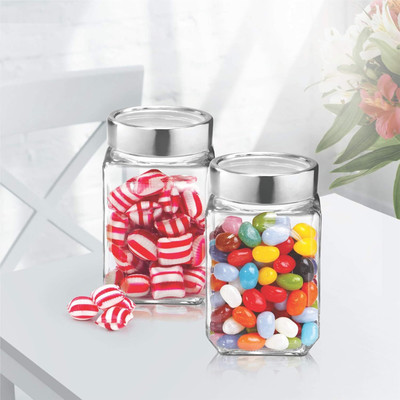 NITYANAVIN Glass Grocery Container  - 300 ml(Pack of 2, Multicolor)