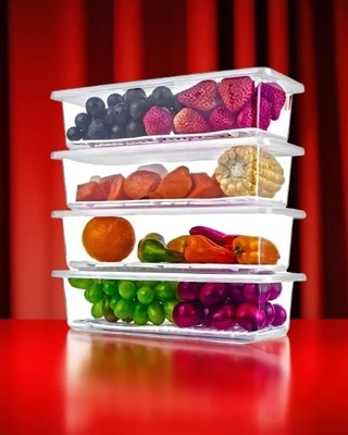 Charmpeak Plastic Fridge Container  - 1500 ml(Pack of 4, Clear)