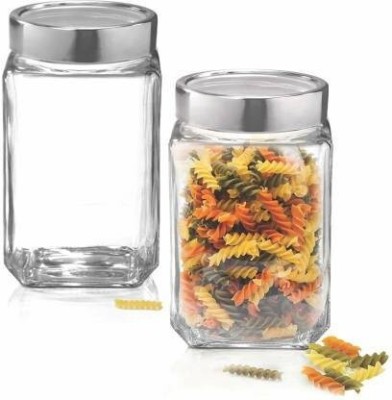 CROCO JAR Glass Cereal Dispenser  - 1000 ml(Pack of 2, Clear)