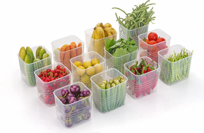 Zubix Plastic Grocery Container  - 1200 ml(Pack of 12, Clear)