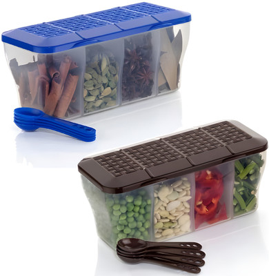ksquare Plastic Utility Container  - 1500 ml(Pack of 2, Blue, Brown)
