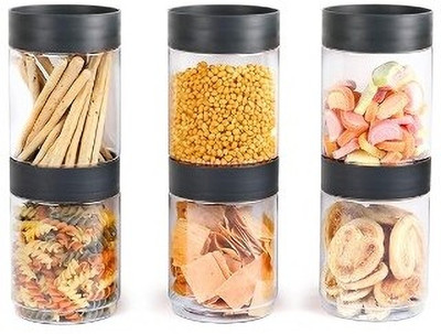 Modustacks Plastic Grocery Container  - 1500 ml(Pack of 6, Grey)