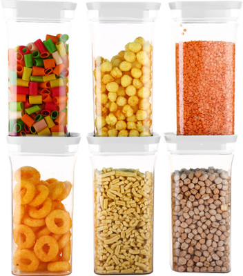 Home Puff Plastic Grocery Container  - 1 kg(Pack of 6, White, Transparent)