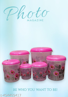 VARIYA Plastic Grocery Container  - 8000 ml(Pack of 6, Pink)