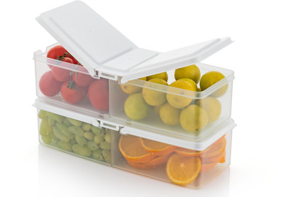 HASHONE Plastic Fridge Container  - 1700 ml(Pack of 2, White)