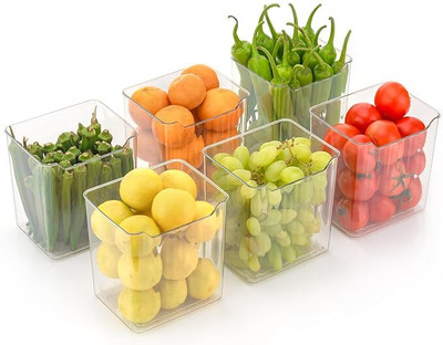 NEWSPARSH Plastic Grocery Container  - 1100 ml(Pack of 6, Transparent)