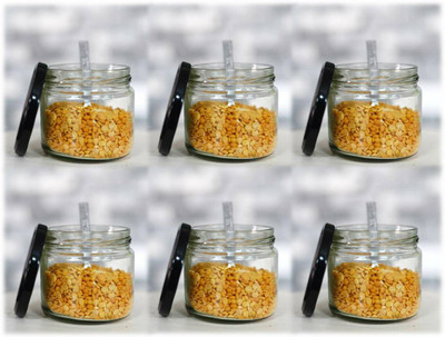hc the crafts Glass Grocery Container  - 300 ml(Pack of 6, White)