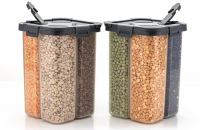 ADMONITION Plastic Grocery Container  - 3000 ml(Pack of 2, Grey)
