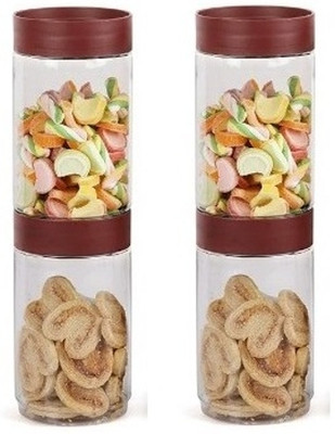 Modustacks Plastic Grocery Container  - 2000 ml(Pack of 4, Maroon)