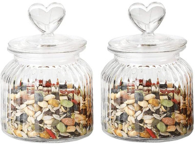 multi zone Glass Grocery Container  - 500 ml(Pack of 2, Clear)