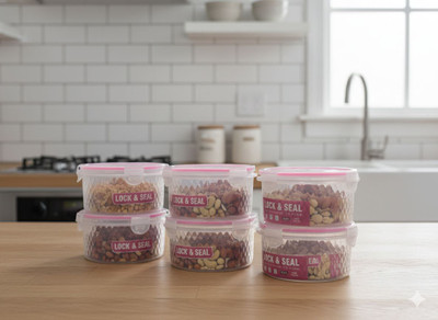 maagaytrigoshainganjmart Plastic Grocery Container  - 500 ml(Pack of 6, Pink)