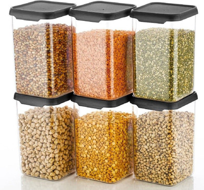 Craftbin Plastic Grocery Container  - 1100(Pack of 6, Black)