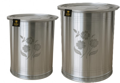 ESTEEM KING Stainless Steel Grocery Container  - 25 L, 30 L(Pack of 2, Silver)