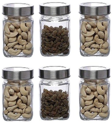 Adhunyk Glass Cookie Jar  - 350 ml(Pack of 6, Clear)