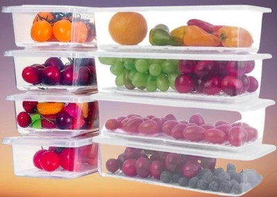 COZYBUYER Plastic Fridge Container  - 1500 ml(Pack of 6, White)