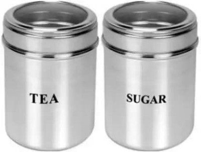 ATROCK Steel Tea Coffee & Sugar Container  - 800 ml(Pack of 2, Silver)