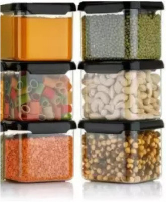 Charmpeak Plastic Grocery Container  - 500 ml(Pack of 6, Black)