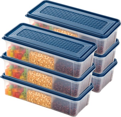 EMBICON Plastic Grocery Container  - 2000 ml(Pack of 6, Blue)