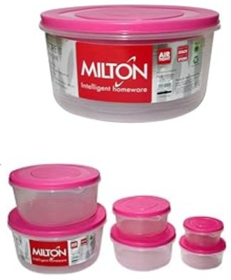 MILTON Plastic Utility Container  - 1000 ml, 2000 ml, 3000 ml, 600 ml, 400 ml, 200 ml(Pack of 6, Pink)