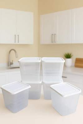 Slikvita Plastic Grocery Container  - 1100 ml(Pack of 6, Clear)