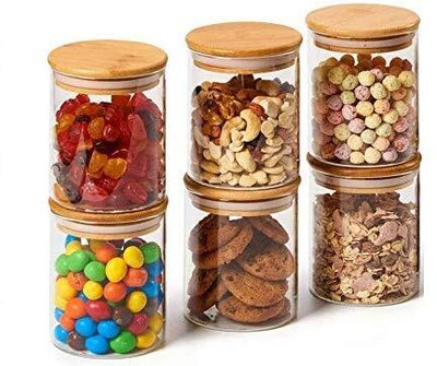 Coozico Glass Grocery Container  - 220 ml(Pack of 6, Clear)