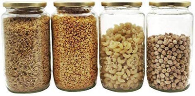 HomiQ Glass Grocery Container  - 1000 ml(Pack of 2, Clear)