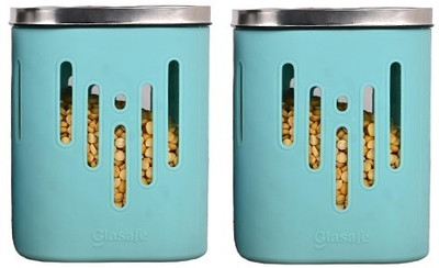 GLASAFE Glass Utility Container  - 900 ml(Pack of 2, Green)