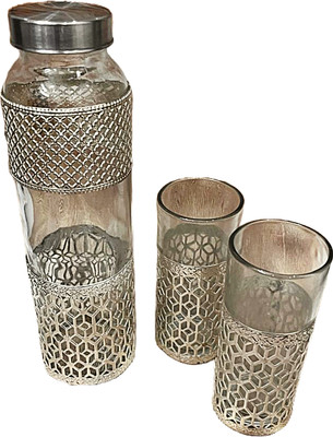 Eleven mart Glass Utility Container  - 800 ml(Silver)