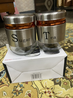 aasarnatraders Glass Tea Coffee & Sugar Container  - 350 ml(Pack of 2, Clear)