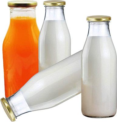 RUTVIHK Glass Milk Container  - 500 ml(Pack of 2, Clear)