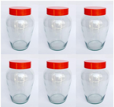 Avastro Glass Pickle Jar  - 1000 ml(Pack of 6, Clear)